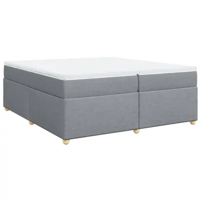 vidaXL Box spring postelja z vzmetnico svetlo siva 200x200 cm blago