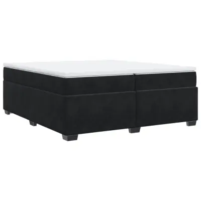 vidaXL Box spring postelja z vzmetnico črna 200x200 cm žamet