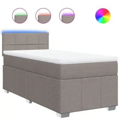 vidaXL Box spring postelja z vzmetnico taupe 90x200 cm blago