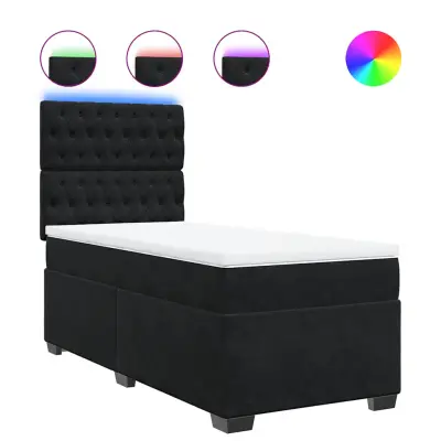 vidaXL Box spring postelja z vzmetnico črna 80x200 cm žamet