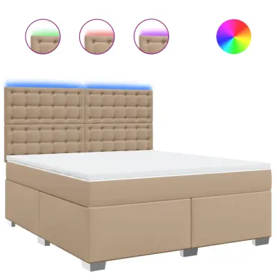 vidaXL Box spring postelja z vzmetnico kapučino 180x200cm umetno usnje