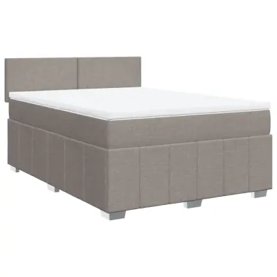 vidaXL Box spring postelja z vzmetnico taupe 140x200 cm blago