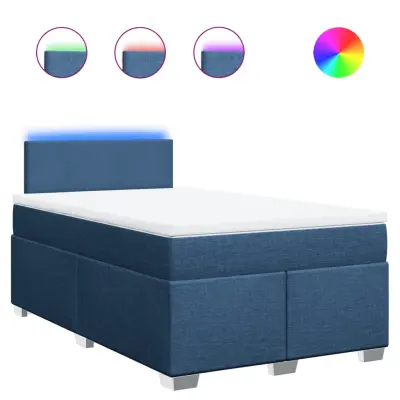 vidaXL Box spring postelja z vzmetnico modra 120x190 cm blago