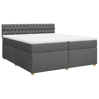 vidaXL Box spring postelja z vzmetnico temno siva 200x200 cm blago