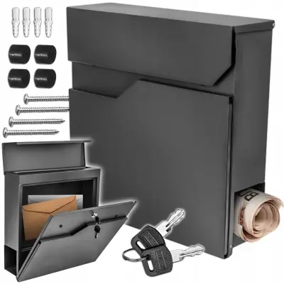 Moderni vodoodporni poštni nabiralnik z režo za časopise antracit X8