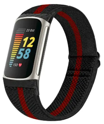 Menjava pasu za uro za Fitbit Charge 5/6 Black+Red