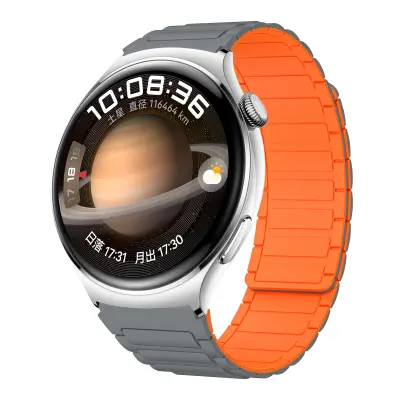 Magnetni silikonski pašček za uro za 22 mm številčnice Grey+Orange