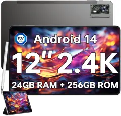 OUKITEL OT5S 24GB(6+18GB)/256GB/TF 2TB, 4G-LTE siva tablični računalnik, 8250mAh 12" Android 14