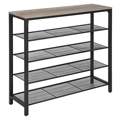 Stojalo za čevlje, organizator za shranjevanje čevljev s 4 mrežastimi policami in veliko površino za vrečke, polica za čevlje za vhod, hodnik, omaro,