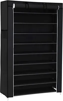 10-stopenjsko stojalo za čevlje s protiprašnim pokrovom, omara za shranjevanje čevljev, organizator čevljev za do 40 parov čevljev, v dnevni sobi, na