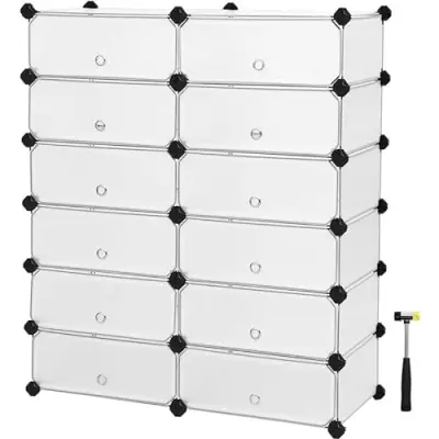 Prepleteno stojalo za čevlje, pravokotni organizator za shranjevanje, modularna polica DIY z 12 režami, 40 x 30 x 17 cm za vsak sedež, kovinska žičnat