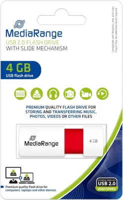Usb ključ 4gb mediarange 2.0 rdeč mr970