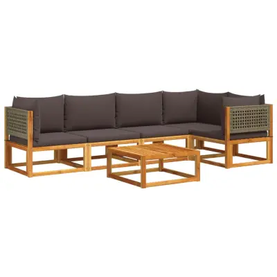 vidaXL Vrtna sedežna garnitura 6-delna z blazinami trden akacijev les