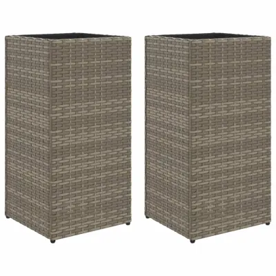 vidaXL Vrtna korita 2 kosa siva 30x30x60 cm poli ratan
