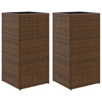 vidaXL Vrtna korita 2 kosa rjava 40x40x80 cm poli ratan