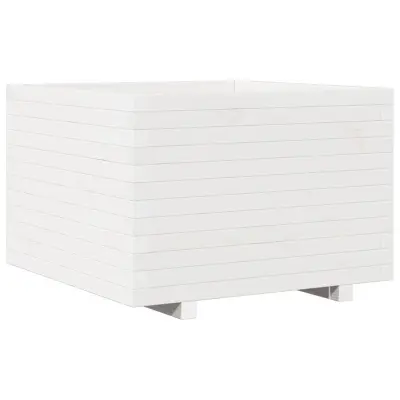 vidaXL Vrtno cvetlično korito belo 70x70x49,5 cm trdna borovina