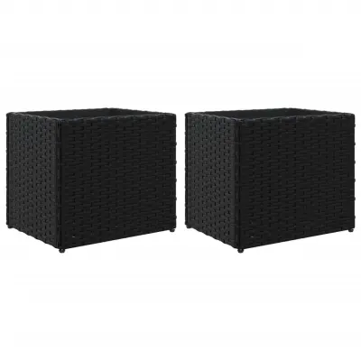 vidaXL Vrtna korita 2 kosa črna 36x30x32 cm poli ratan