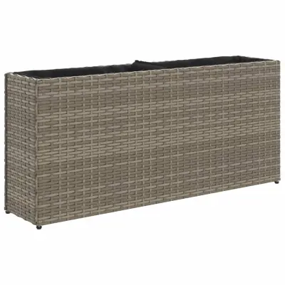 vidaXL Vrtno cvetlično korito z 2 loncema sivo 90x20x40 cm poli ratan
