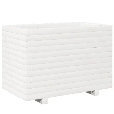 vidaXL Vrtno cvetlično korito belo 70x40x49,5 cm trdna borovina