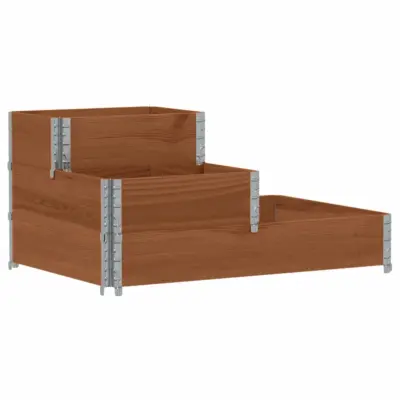 vidaXL Visoka greda 3-nadstropna rjava 120x80 cm trdna borovina