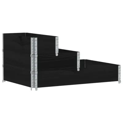 vidaXL Visoka greda 3-nadstropna črna 120x80 cm trdna borovina