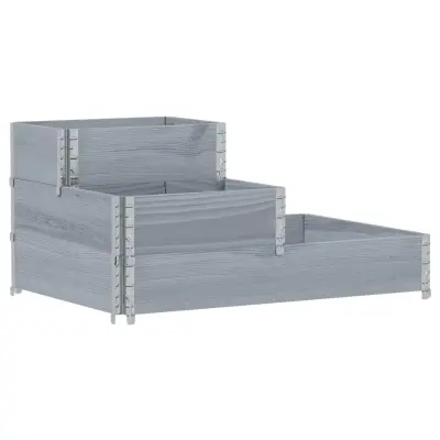 vidaXL Visoka greda 3-nadstropna siva 120x80 cm trdna borovina