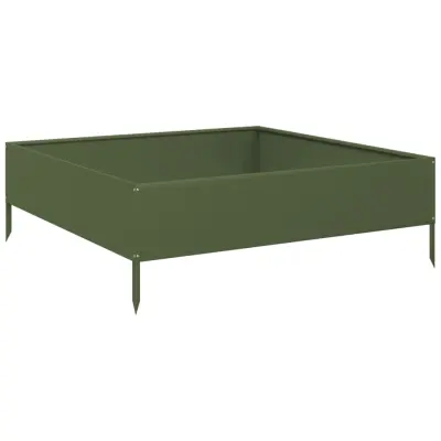 vidaXL Visoka greda olivno zelena 100x100x33,5 cm jeklo