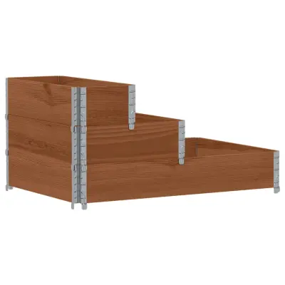 vidaXL Visoka greda 3-nadstropna rjava 120x80 cm trdna borovina