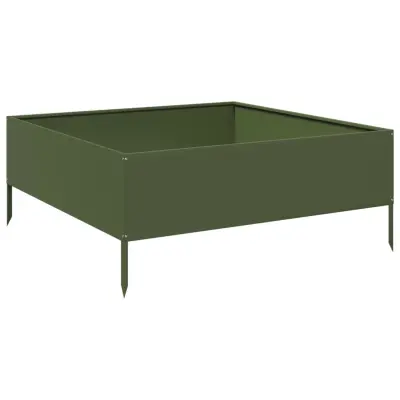 vidaXL Visoka greda olivno zelena 100x100x25 cm jeklo