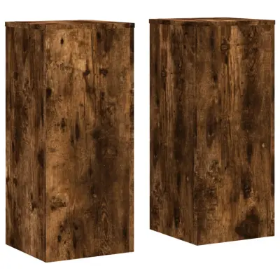 vidaXL Stojalo za rastline 2 kosa dimljeni hrast 30x30x70 cm inž. les
