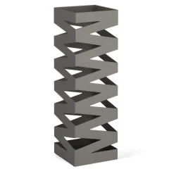 Posoda za dežnik Zig Zag 15,5x15,5xh49cm / kvadratna / siva / kovina