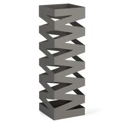 Posoda za dežnik Zig Zag 15,5x15,5xh49cm / kvadratna / siva / kovina