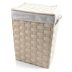 Košara za perilo 41x32xh54cm / krem / pvc, poliester, kovina