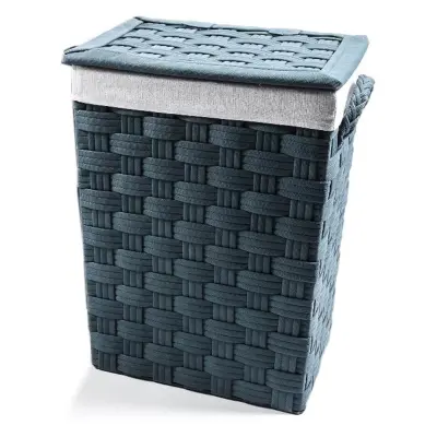 Košara za perilo 41x32xh54cm / modra / pvc, poliester, kovina
