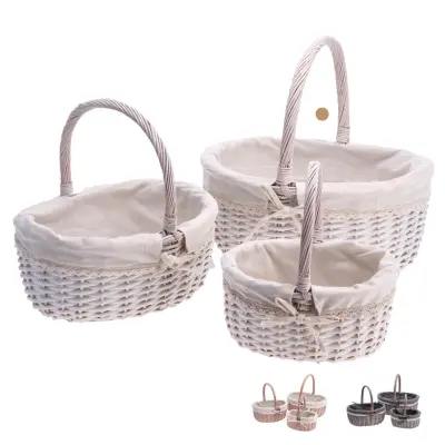 Košara z ročajem 40,5X33,5xh40cm / več barv / les, tekstil