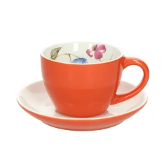 Skodelica za belo kavo s podstavkom Milk&Breakfast Time 320ml / oranžna / porcelan