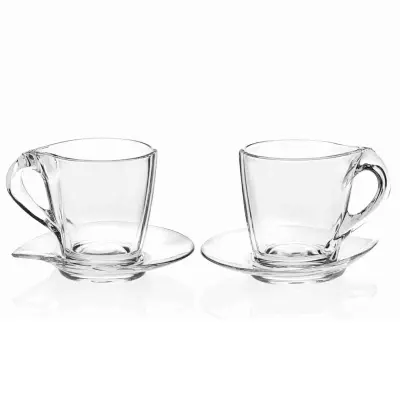 Set skodelica s podstavkom Happy Eco Luxion 260ml / 2 kos / kristalno steklo
