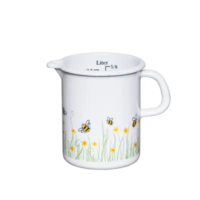 Merilni lonček s kljunom Bee 9cm / 0,5L / emajl