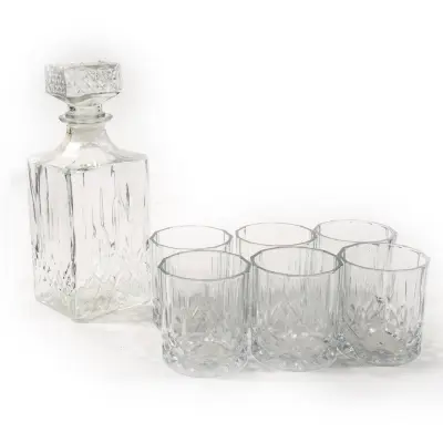 Set steklenica za whiskey 900ml + 6 kozarcev 200 ml / steklo