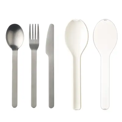 Set 3-delni jedilni pribor v etuiju / inox, plastika