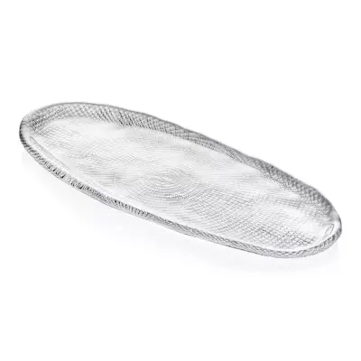 Servirni krožnik Diamante 34x15cm / ovalen / prozoren / steklo
