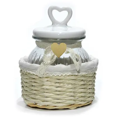 Doza s pokrovom Srce Ces 1600ml / steklo, keramika