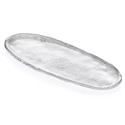Servirni krožnik Diamante 43x16cm / ovalen / prozoren / steklo
