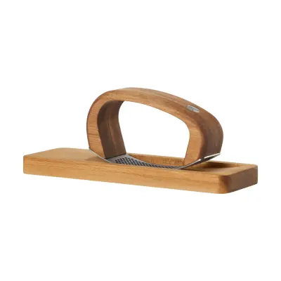 Stiskalec za česen RoccAalio 24x7,6x1,8cm / inox, les