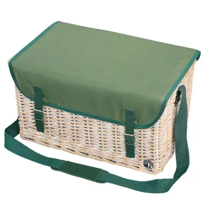 Poknik košara Ponza set 4 krožniki+pribor 46x29xh26cm / za 4 osebe / les, tekstil