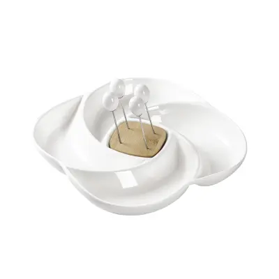 Servirni krožnik 4-delni 24xh3,8cm / porcelan les