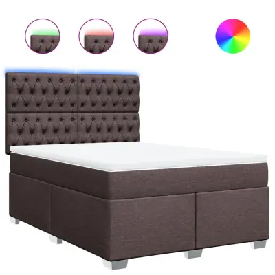 vidaXL Box spring postelja z vzmetnico temno rjava 160x200 cm blago