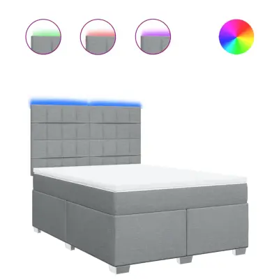 vidaXL Box spring postelja z vzmetnico svetlo siva 160x200 cm žamet