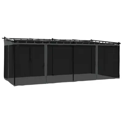 vidaXL Paviljon z mrežastimi stenami antracit 6x3 m jeklo