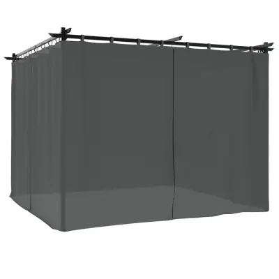 vidaXL Paviljon z zavesami antracit 3x3 m jeklo